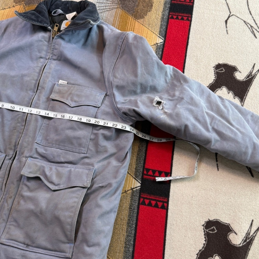 Carhartt Arctic Quilt Lined Duck Traditional Coat Blue Gray Vintage Made in USA - Picture 14 of 16